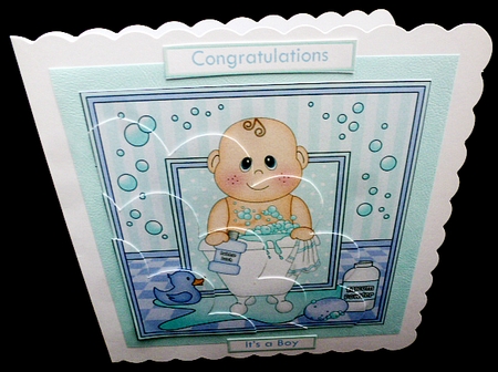 Cute Little Bathtub Baby Boy Shell Edged Corner Side Stacker by Diane  Hitchcox