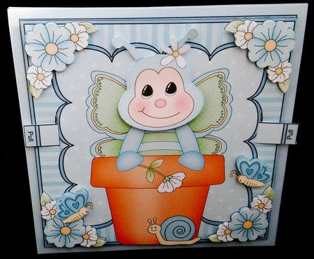 3D Animated Moveable Wobble Head Card Kit - Flower Pot Friends Little Butterfly Mist by Diane  Hitchcox