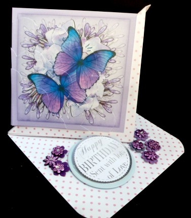 Butterflies & Flowers Shell Edged Corner Side Stacker by Diane  Hitchcox