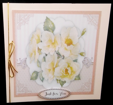 Yellow Roses on a Scalloped mat  by Diane  Hitchcox