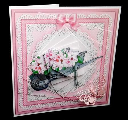 8 x 8 Flower Filled wheelbarrow Twisted Pyramage Kit by Diane  Hitchcox