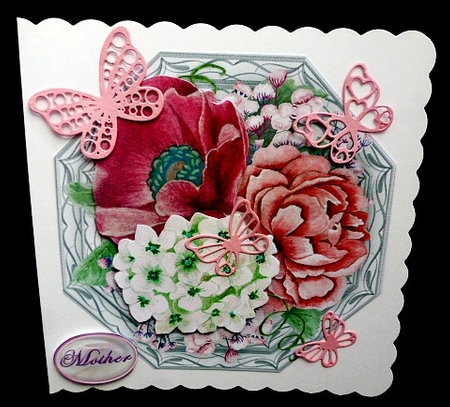 Silver Octagonal with Mixed Roses and Hydranger  by Diane  Hitchcox