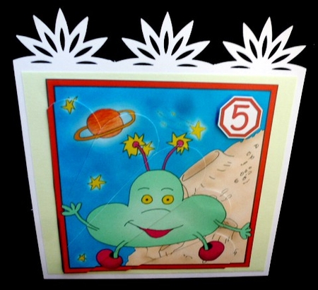 Aliens Out of this World Fan Pyramage Topper by Diane  Hitchcox