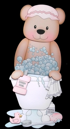 3D On the Shelf Card Kit - Bathtub Buddies - Cute Little Livvy Bear has a Bubble Bath by Diane  Hitchcox