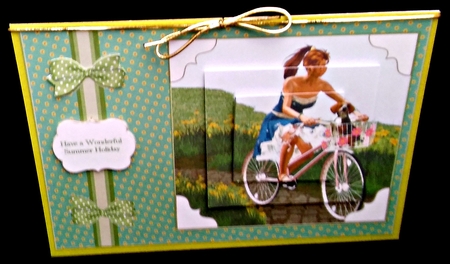 Young lady cyclist A5 card front. by Diane  Hitchcox