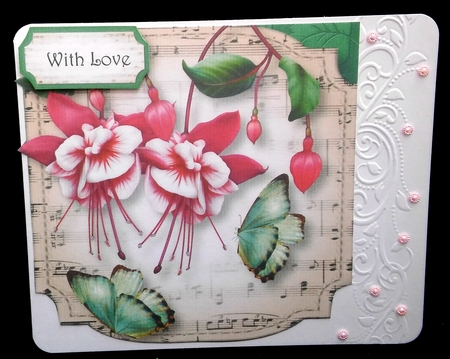 Sheet Music Plaque - Fuschias 8x8 by Diane  Hitchcox