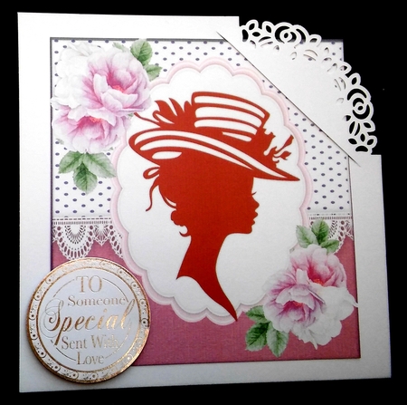 Beautiful Wine  Silhouette Lady with Roses by Diane  Hitchcox