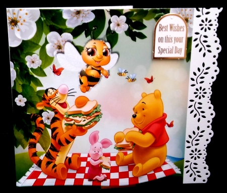 Buzz off Bumble Bee! bear and friends are having a picnic 8x8 by Diane  Hitchcox