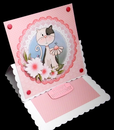Cute Cat Scolloped Topper 2 by Diane  Hitchcox
