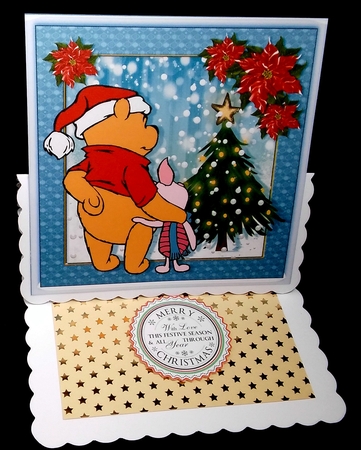 Christmas With Pooh Card Front 6 by Diane  Hitchcox