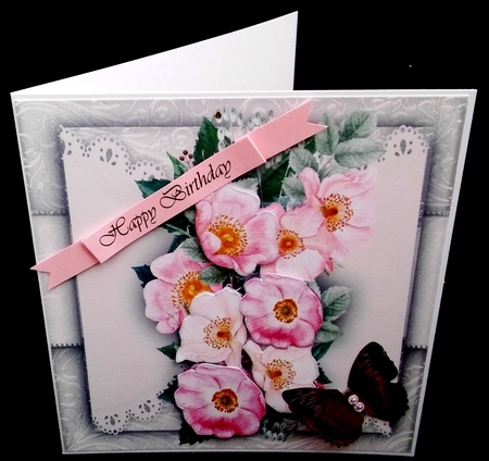 Beautiful Brier Roses on Sepia Lace  by Diane  Hitchcox