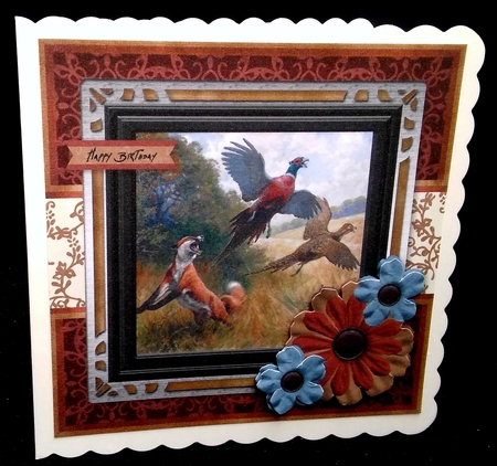 Fox & Pheasants Male Multi Use Quick Card by Diane  Hitchcox