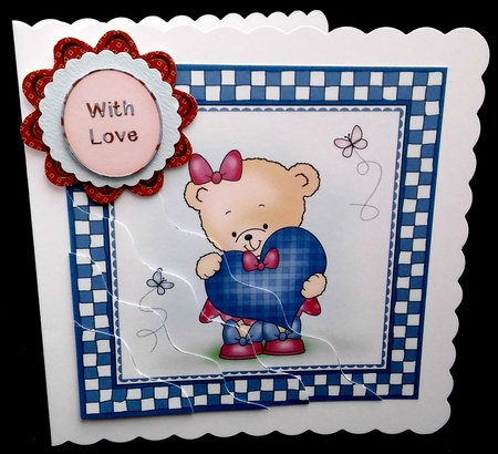 Cute Hunney Bear Rosie has a Heart Wavy Corner side stacker Topper by Diane  Hitchcox