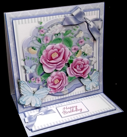 Floral Delight Easel Cards - Magenta Roses by Diane  Hitchcox