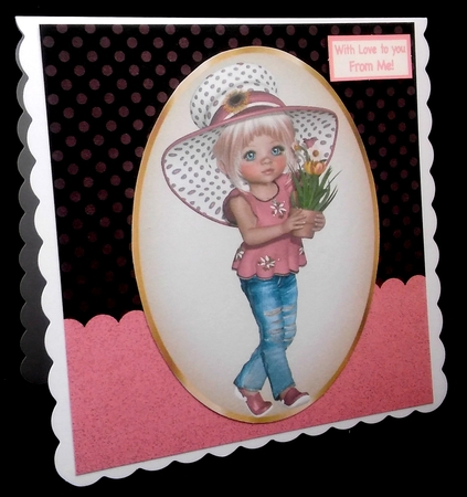 8 Lovely Girls in coloured hats card fronts/toppers  4 sheets Green, turq, orange, pink set 2 kit by Diane  Hitchcox