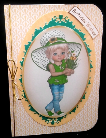 8 Lovely Girls in coloured hats card fronts/toppers  4 sheets Green, turq, orange, pink set 2 kit by Diane  Hitchcox