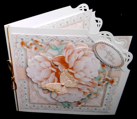 8x8 Mini Kit, Peach Peonys on Lace  by Diane  Hitchcox