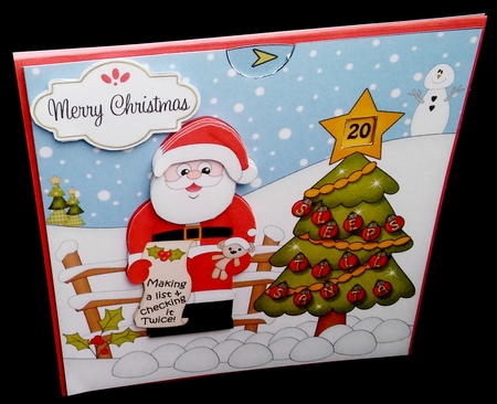 3D Animated Sleeps Till Santa Christmas Tree Countdown Card Kit - Santa is checking his List by Diane  Hitchcox