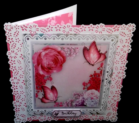 Beautiful Pink Roses and Butterflys  by Diane  Hitchcox