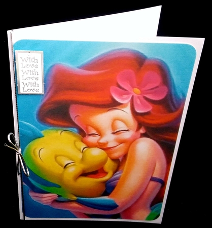 The little Mermaid and Flounder Hug A5 Quick Card by Diane  Hitchcox