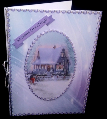Winter cottage with lilac flowers and lilac pearls  by Diane  Hitchcox