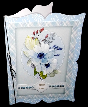 Blue Anemones on a Scalloped mat  by Diane  Hitchcox