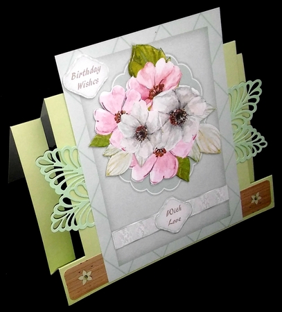 Pink Anemones on a Scalloped Mat by Diane  Hitchcox