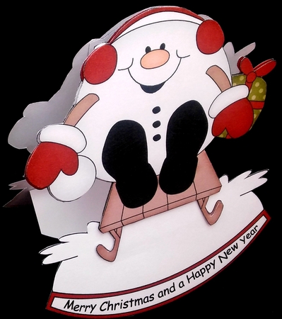 3D Shaped Rocking Christmas Card Mini Kit  -  Snowball Sam is having fun on his Sledge by Diane  Hitchcox