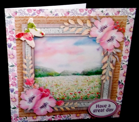 Pink Anemones and Meadow  by Diane  Hitchcox