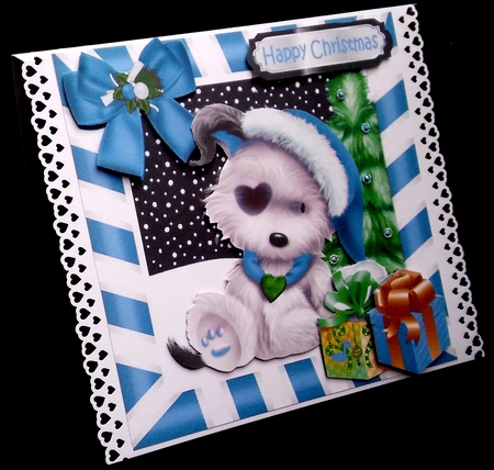 cute puppy in blue santa hat with presents 8x8 Mini Kit by Diane  Hitchcox