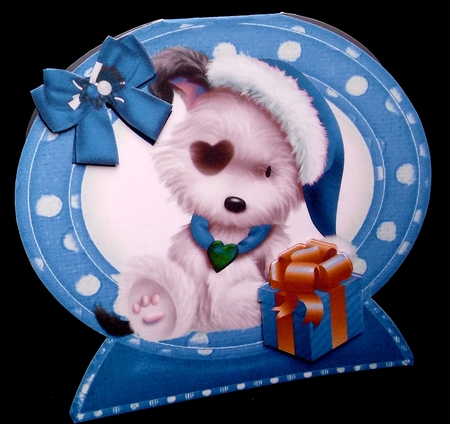 cute puppy in blue santa hat with presents 8x8 Mini Kit by Diane  Hitchcox