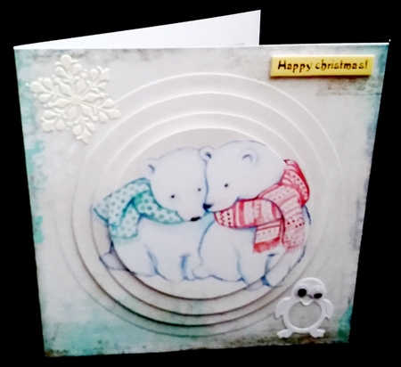 Yule Tide Magic - Polar Bear Cuddles - 3D Pyramid/pyrimage + Insert & Gift Tag by Diane  Hitchcox