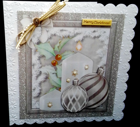 Beautiful Sepia Baubles and Christmas Candle by Diane  Hitchcox