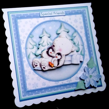 JUST CHILLIN Christmas Polar Bear & Penguins 7.5 Decoupage & Insert Mini Kit by Diane  Hitchcox
