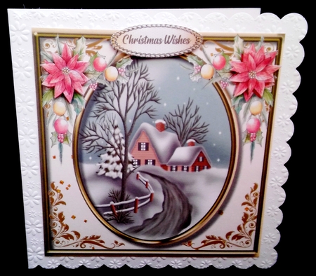 Beautiful Christmas House in a Gold frame  by Diane  Hitchcox