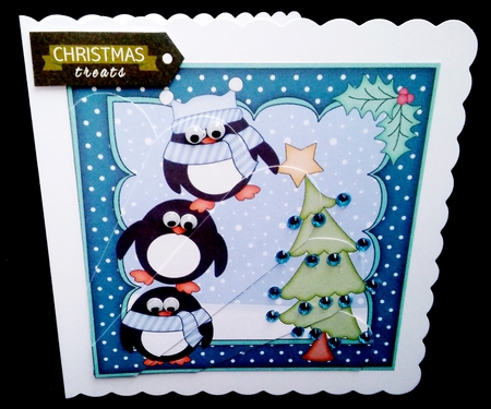 Christmas Pip Penguin & Friends put the Star on the Xmas Tree Fan Pyramage Topper by Diane  Hitchcox