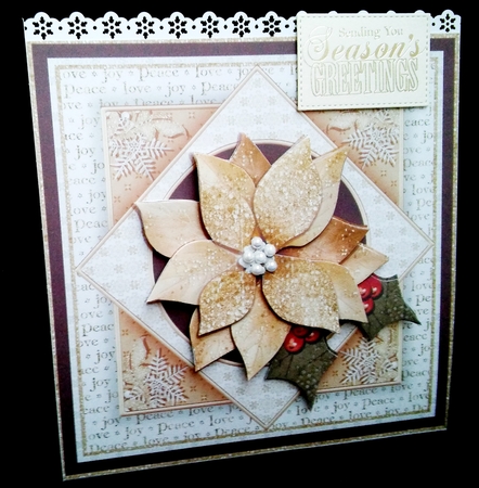 GOLD & WHITE CHRISTMAS POINSETTIA 7.5 Decoupage & Insert Mini Kit by Diane  Hitchcox
