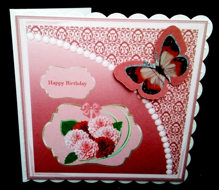 7 x 7 in pink floral step by step card front. by Diane  Hitchcox