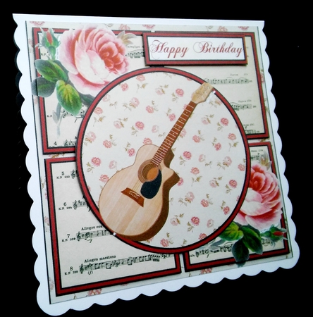 Happy Birthday Floral Guitar by Diane  Hitchcox