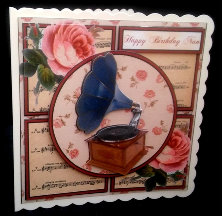 Happy Birthday Floral Gramaphone by Diane  Hitchcox