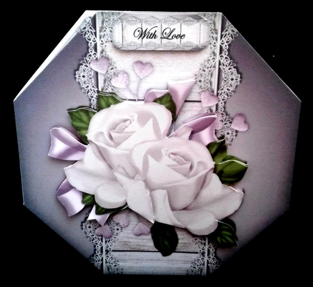 Octagon Card Topper Beautiful Roses by Diane  Hitchcox