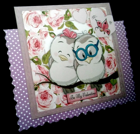 Gorgeous Love Birds On A Branch 8x8 by Diane  Hitchcox