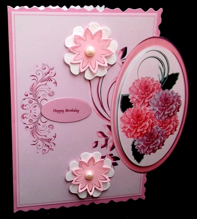 Large pink floral over the edge card front by Diane  Hitchcox