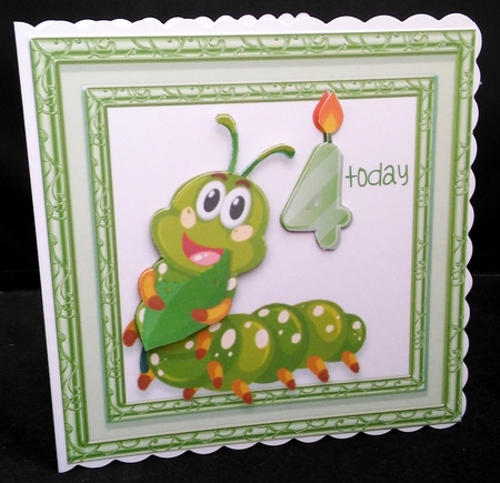 Baby Caterpillar Card Topper - 4 Today by Diane  Hitchcox