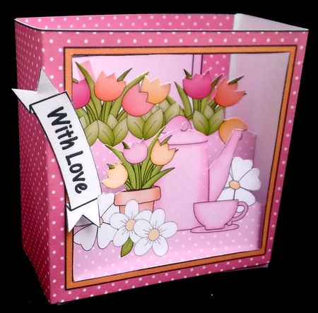3D Floral Diorama Shadow Box Card Mini Kit  - Tulips & Tea by Diane  Hitchcox