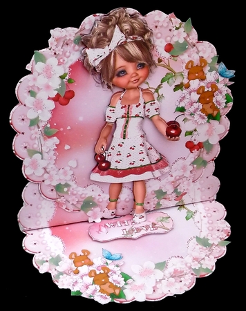 Sweet Little Cherry Blossom Mice Scalloped Round Easel Card Mini Kit by Diane  Hitchcox