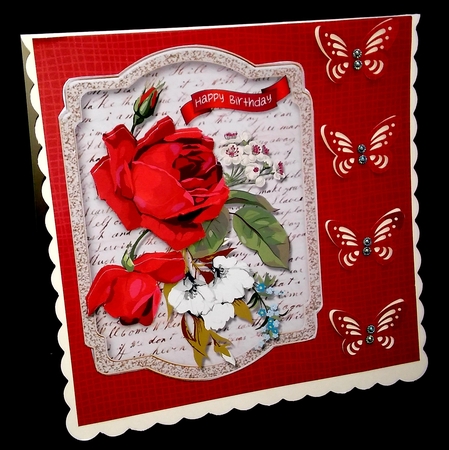 Vintage Handwritten Floral Card Topper - Red Rose by Diane  Hitchcox