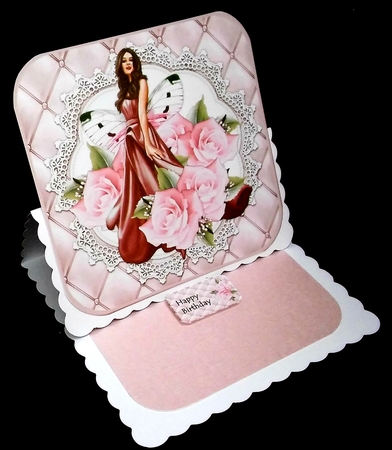 Beautiful Lady & Pink Roses  Topper by Diane  Hitchcox
