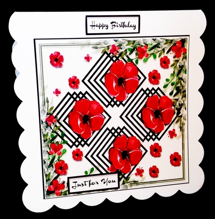 Red Floral Trellis Card Topper by Diane  Hitchcox