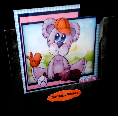 Baseball Bear In Orange Cap by Diane  Hitchcox
